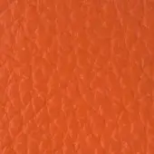 Synthetic leather texture sample, orange-red color, repeating pebble pattern with diamond indentations and a raised, irregular surface.
